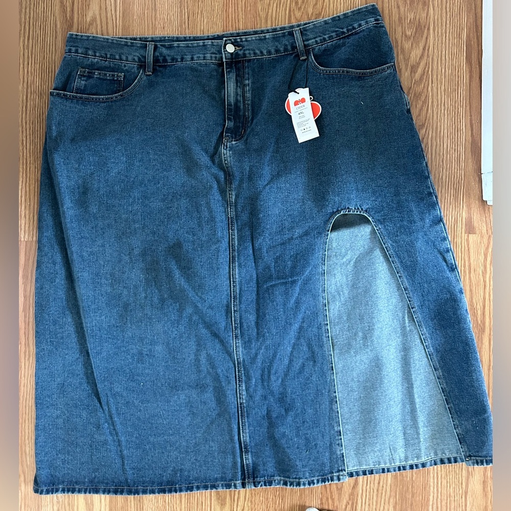 Midi Jean Skirt - Plus